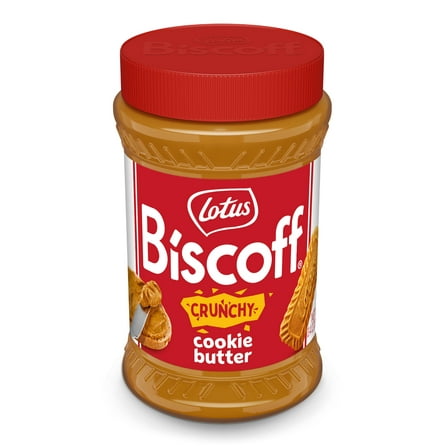 Lotus Biscoff Crunchy Cookie Butter, 13.4 oz, Nut-Free Spread, One Jar per Pack