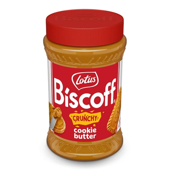 Lotus Biscoff Crunchy Cookie Butter, 13.4 oz, Nut-Free Spread, One Jar per Pack