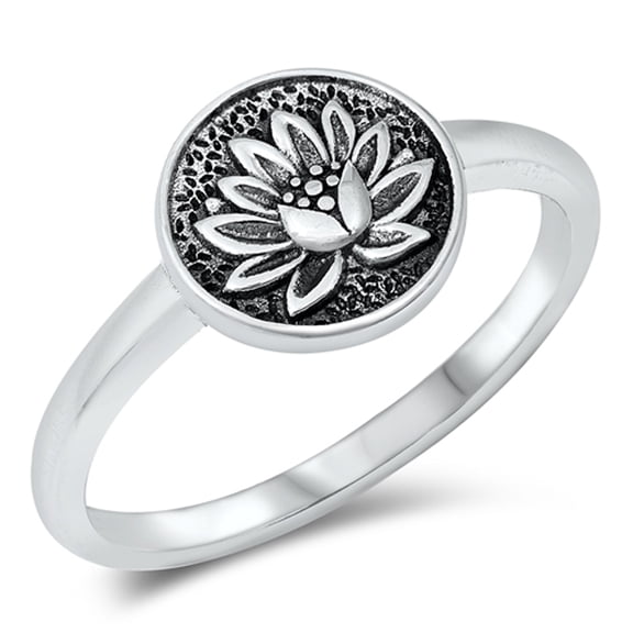 Lotus Bloom Peace Flower Ring .925 Sterling Silver Band Jewelry Female Male Unisex Size 12