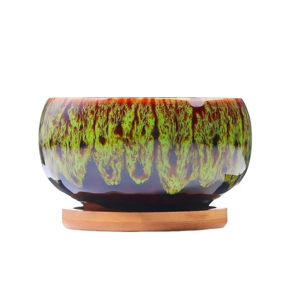 Lotus Bowl Planter â Glazed Ceramic Indoor Bowl Lotus Pot for Lotus Seeds, Bonsai, Succulents | Shallow Hydroponic Decorative Oriental Flower Bowl