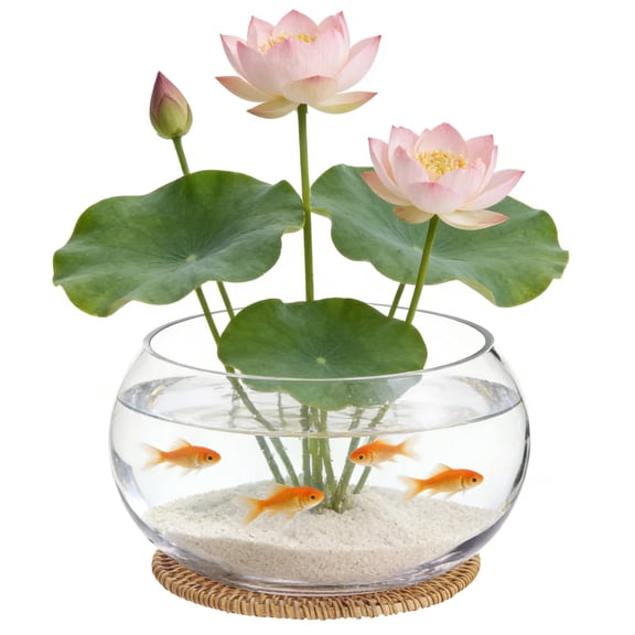 Lotus Bowl Planter with Rattan Mat, 10 in Clear Glass Hydroponic Bowl, Indoor Aquatic Plant Terrarium for Lotus and Water Greens, Transparent Decorative Lotus Pot, Fish Tank
