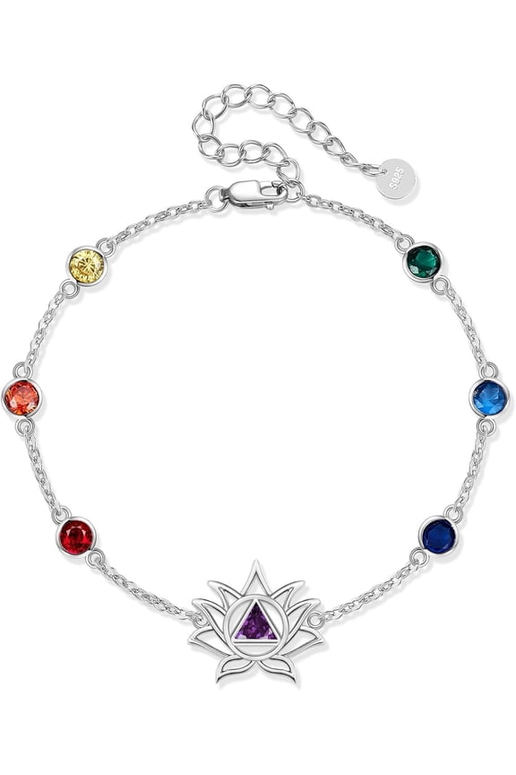 Lotus Bracelet Sterling Silver Lotus Flower Sobriety Bracelet Yoga Jewelry Gifts for Women