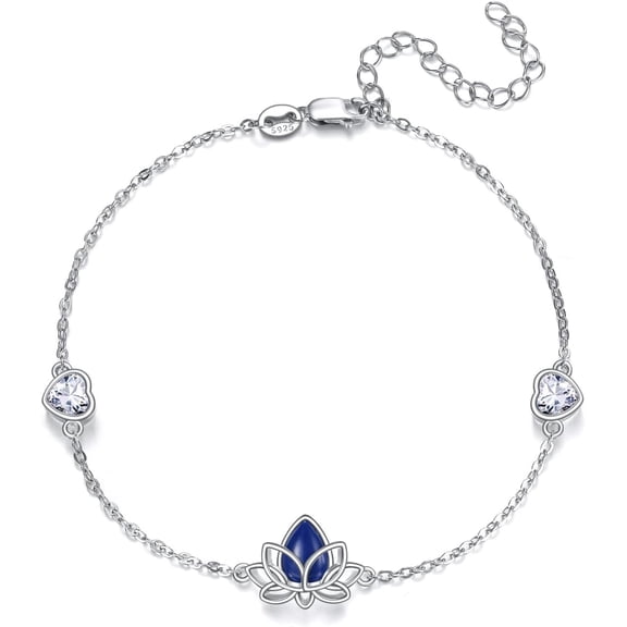 Lotus Bracelet Sterling Silver lapis lazuli Lotus Bracelet for Women Jewelry Gifts