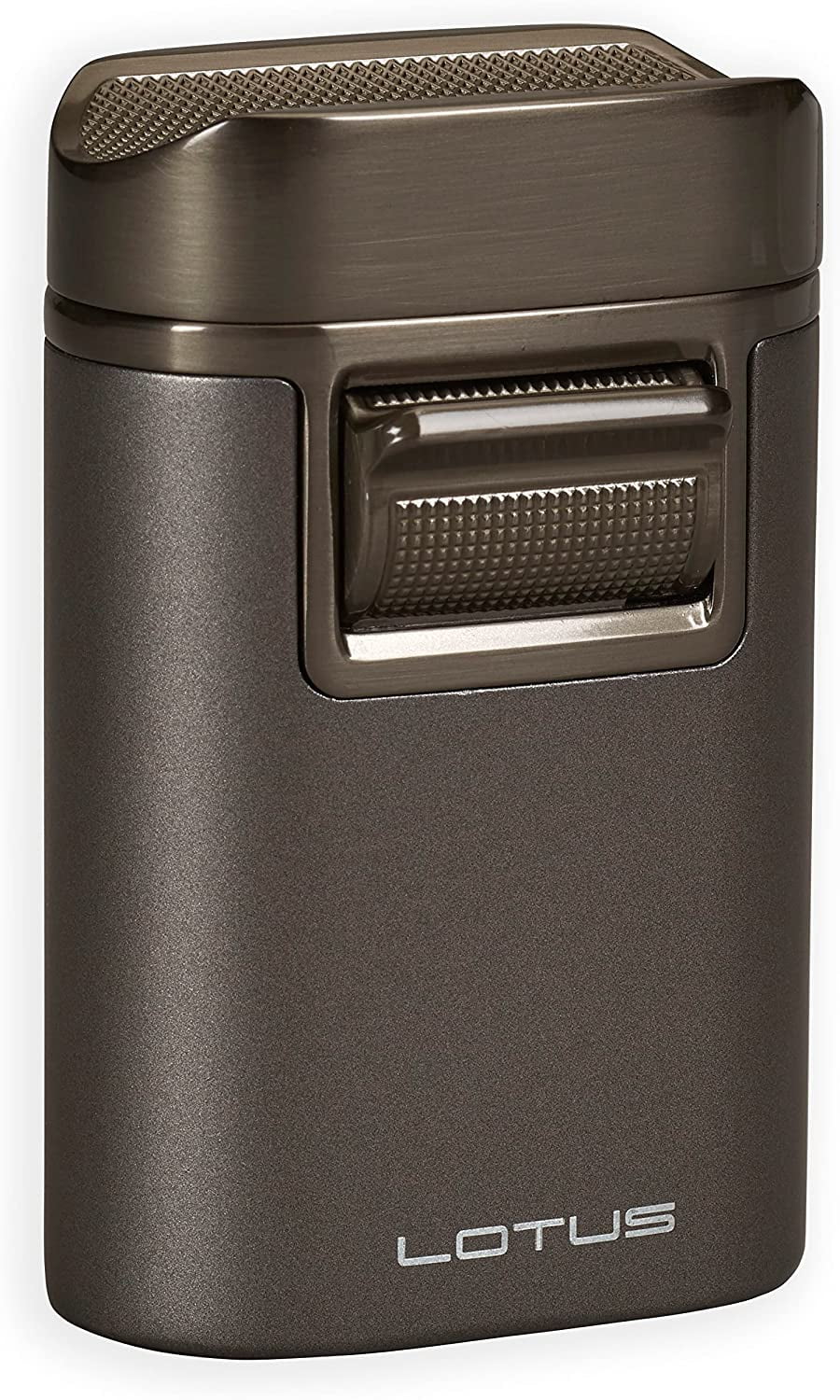 Lotus Brawn Table Cigar Lighter with Quad Wind-Resistant Torch Flames, All Metal Housing, Cigar Rest Cap, Extra Large Fuel Tank