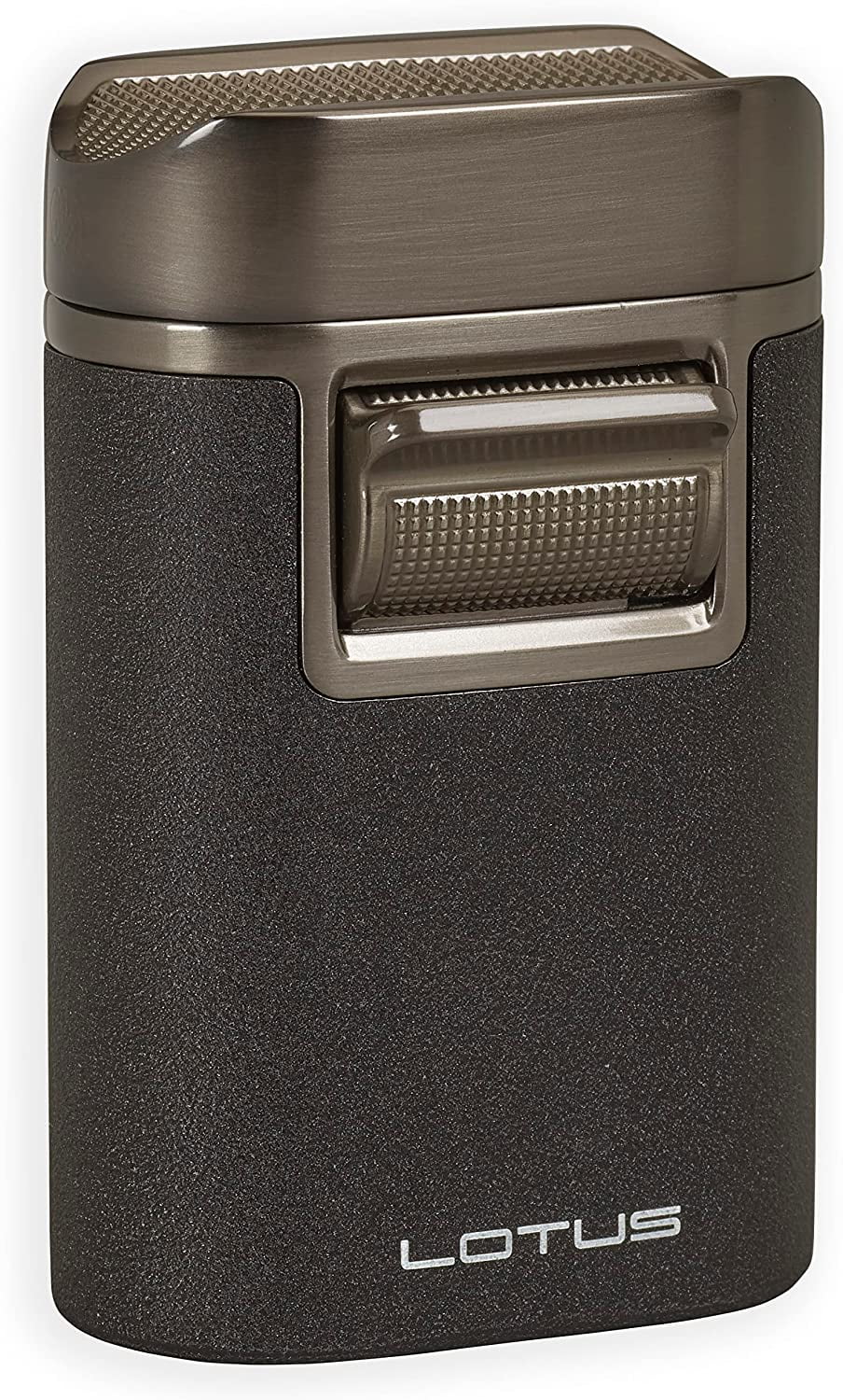 Lotus Brawn Table Cigar Lighter with Quad Wind-Resistant Torch Flames, All Metal Housing, Cigar Rest Cap, Extra Large Fuel Tank