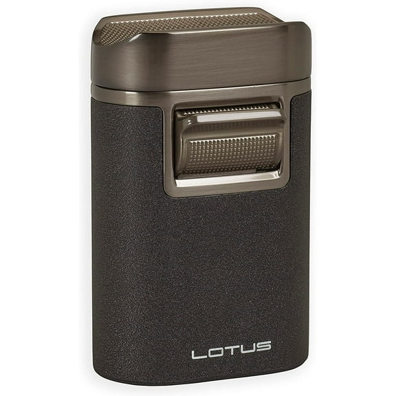 Lotus Brawn Table Cigar Lighter with Quad Wind-Resistant Torch Flames, All Metal Housing, Cigar Rest Cap, Extra Large Fuel Tank