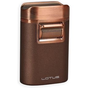 Lotus Brawn Table Cigar Lighter with Quad Wind-Resistant Torch Flames, All Metal Housing, Cigar Rest Cap, Extra Large Fuel Tank