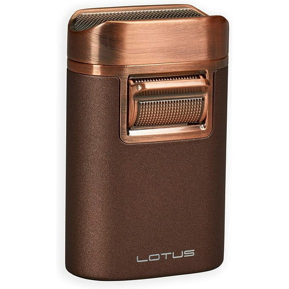 Lotus Brawn Table Cigar Lighter with Quad Wind-Resistant Torch Flames, All Metal Housing, Cigar Rest Cap, Extra Large Fuel Tank
