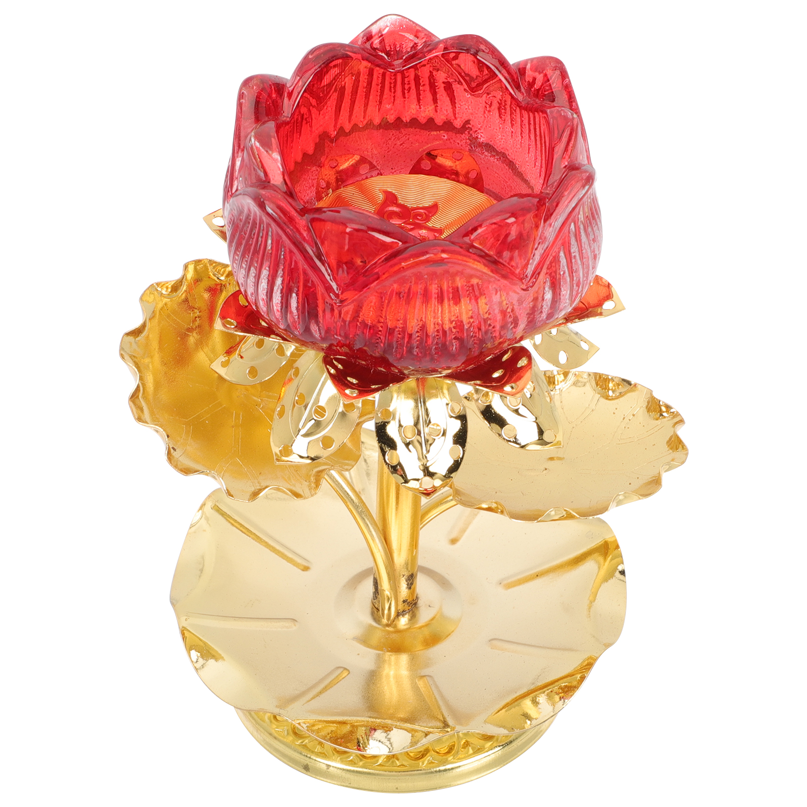 Lotus Candle Holder Metal Buddha Yoga Candle Holder, Golden Lotus