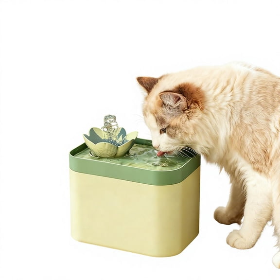 Lotus Ceramic Pet Water Fountain,1.5L Large Tank,Recirculating Flow,Anti Black Chin Design