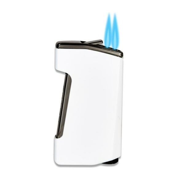 Lotus Chroma Dual Torch Lighter with Punch Cutter - White