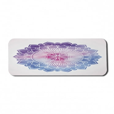 Lotus Computer Mouse Pad, Doodle Style Watercolor Flower Bloom Secret Lifestyle Pattern, Rectangle Non-Slip Rubber Mousepad Large, 31" x 12" Gaming Size, Violet Blue Fuchsia, by Ambesonne