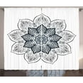 thumbnail image 1 of Ambesonne Leaf Curtains 2 Panel Set, Bohemian Form, 108" x 108", Dark Petrol Blue White, 1 of 1