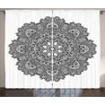 thumbnail image 1 of Ambesonne Leaf Curtains 2 Panel Set, Detailed Mosaic Theme, 108" x 108", Black White, 1 of 2