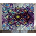 thumbnail image 1 of Ambesonne Leaf Curtains 2 Panel Set, Grunge Futuristic Mandala, 108" x 90", Multicolor, 1 of 2