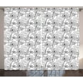 thumbnail image 1 of Ambesonne Lotus Curtains 2 Panel Set, Prosperity, 108" x 90", Black White, 1 of 3