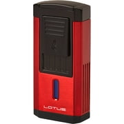 Lotus Duke Cigar Lighter with Triple Pinpoint Wind-Resistant Torch Flames, Single Action Ignition, Integrated Cutter, Tinted Fuel Level Window