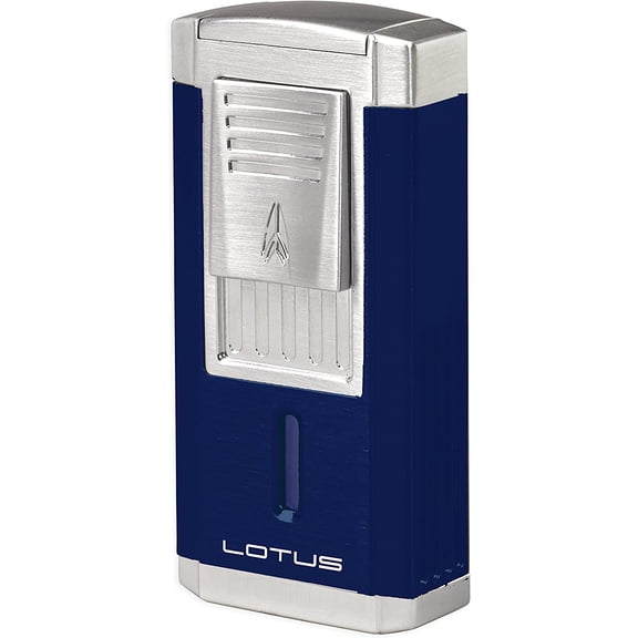 Lotus Duke Cigar Lighter with Triple Pinpoint Wind-Resistant Torch Flames, Single Action Ignition, Integrated Cutter, Tinted Fuel Level Window