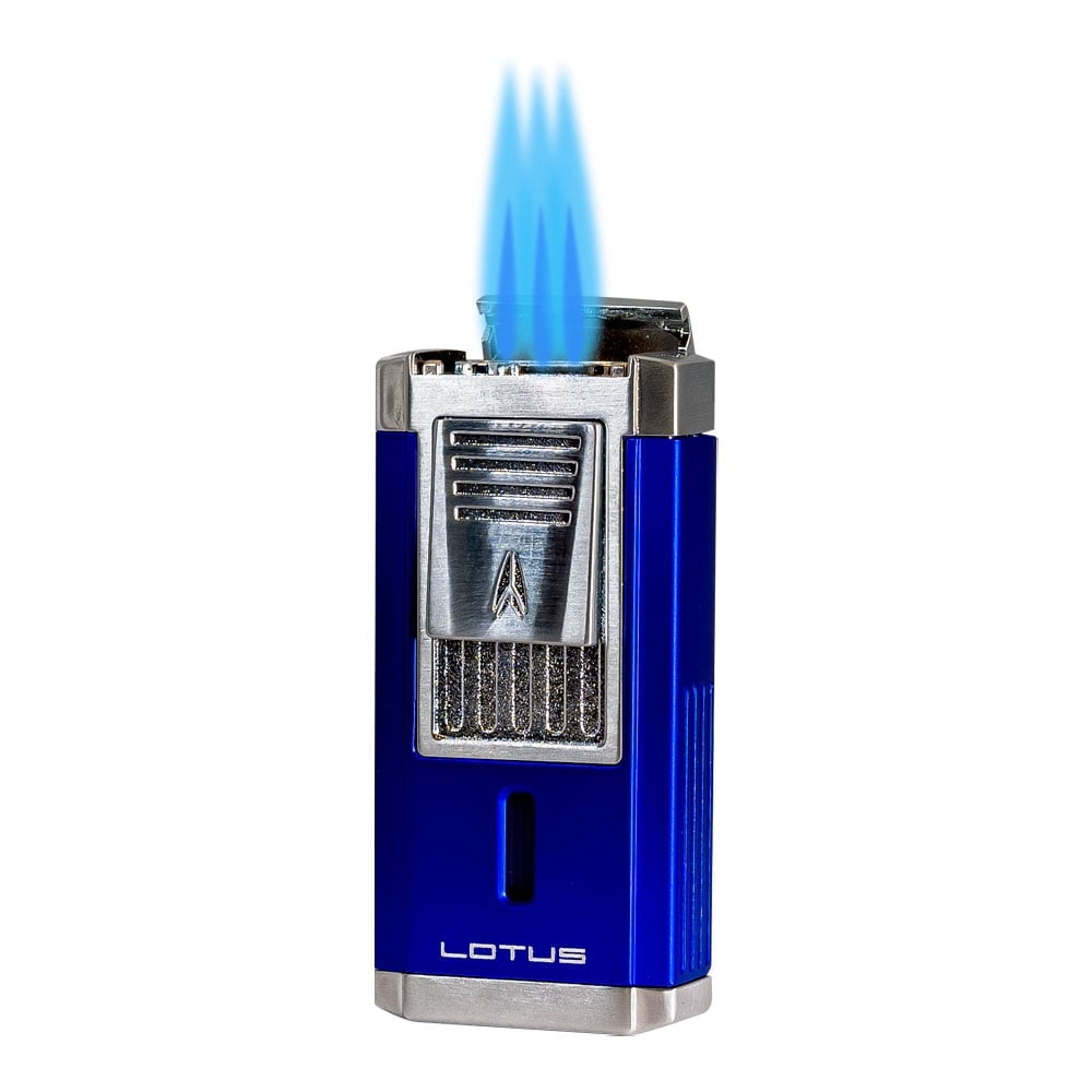 Lotus Duke Triple Torch Lighter with Cutter Blue and Chrome