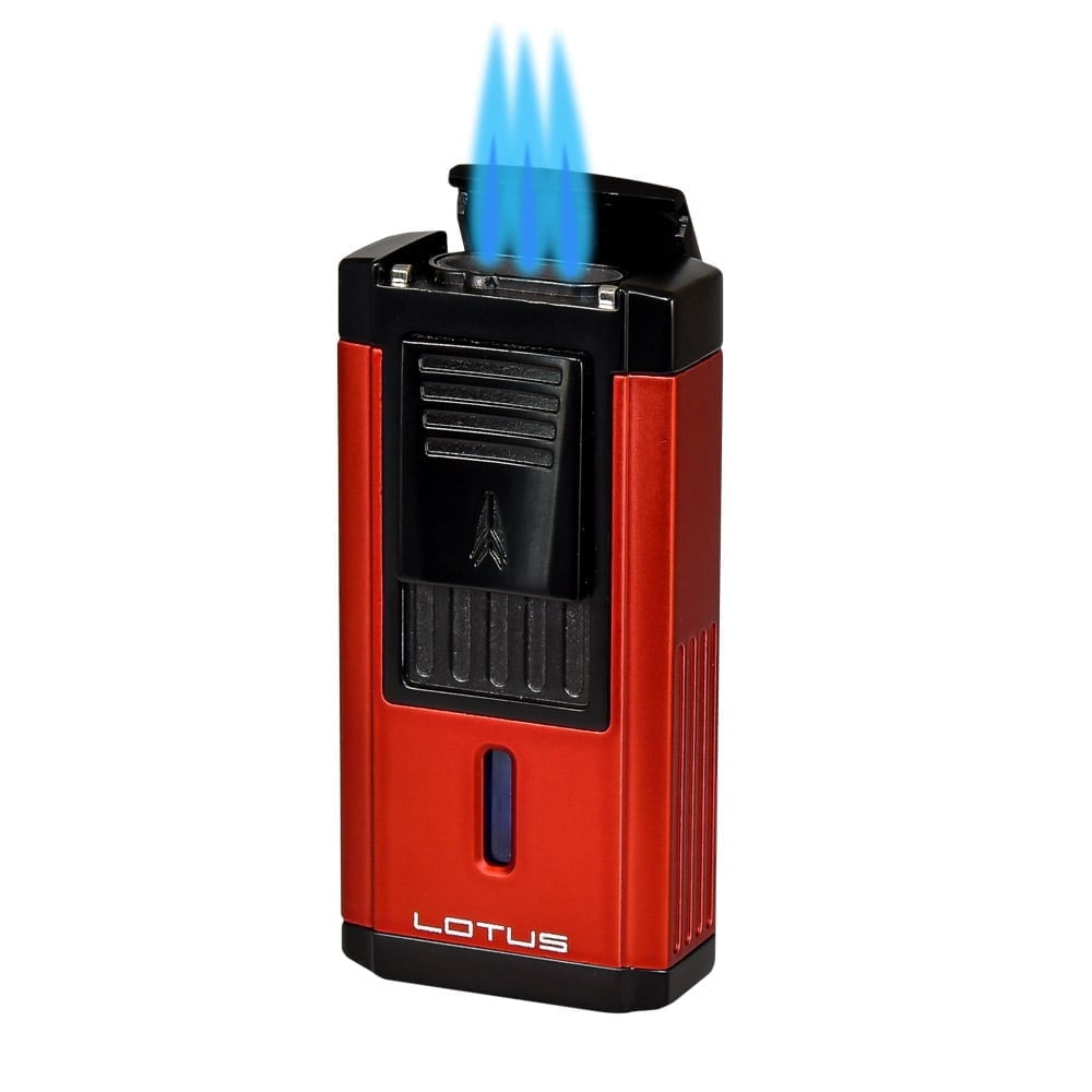 Lotus Duke Triple Torch Lighter with Cutter Red and Black