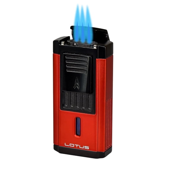 Lotus Duke Triple Torch Lighter with Cutter Red and Black