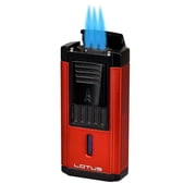 Lotus Duke Triple Torch Lighter with Cutter Red and Black