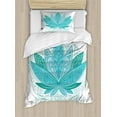 thumbnail image 1 of Lotus Duvet Cover Set, Flower Bloom Ornaments Exotic Petals Mandala Traditional Boho Design, Decorative 2 Piece Bedding Set with 1 Pillow Shams, Twin Size, Sky Blue Teal, by Ambesonne, 1 of 3