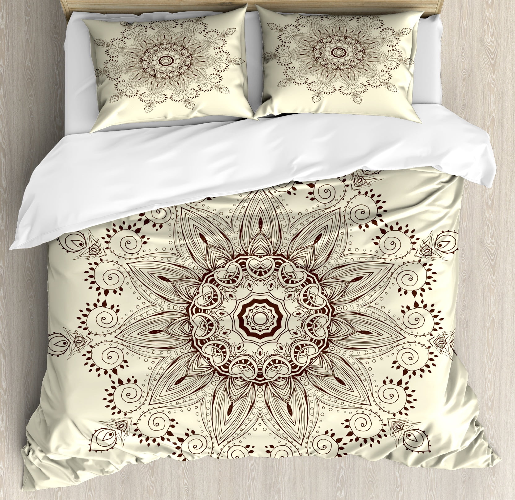 Heron Lotus Pattern Print Duvet Cover Bedding Set