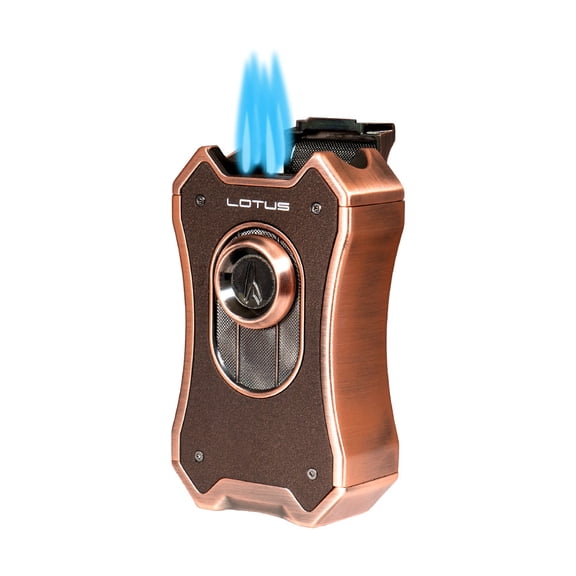 Lotus Emperor Quad Torch Table Lighter Copper and Brown