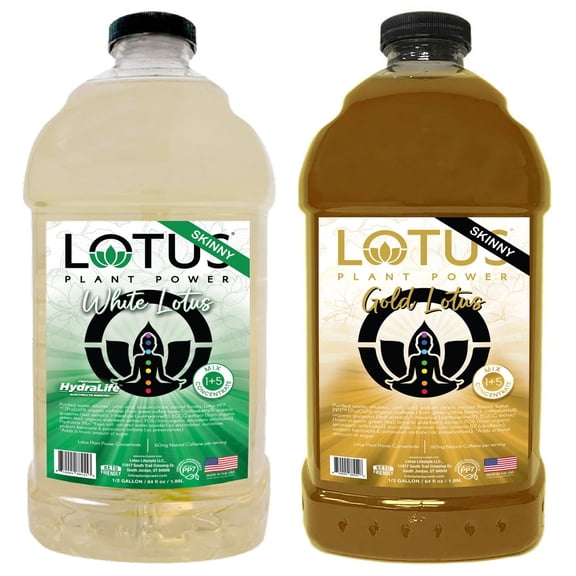 Lotus Energy Drink Concentrate 64 fl oz (Skinny White & Skinny Gold) Pack of 2