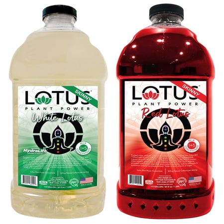 Lotus Energy Drink Concentrate 64 fl oz (Skinny White & Skinny Red) Pack of 2