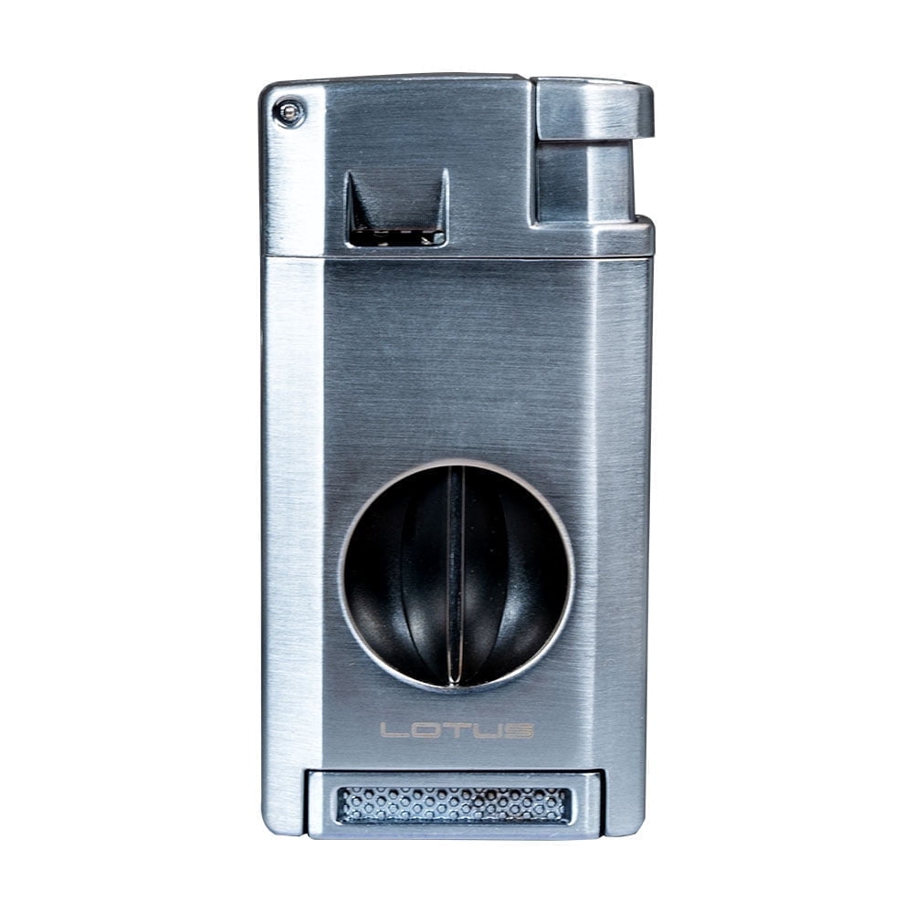 Lotus Excalibur Double Torch Lighter with 2 Cutters - Chrome/Silver