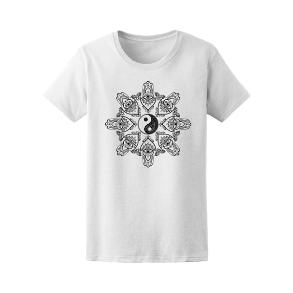 Lotus Eye Yin Yang Mandala T-Shirt Women -Image by Shutterstock, Female Medium