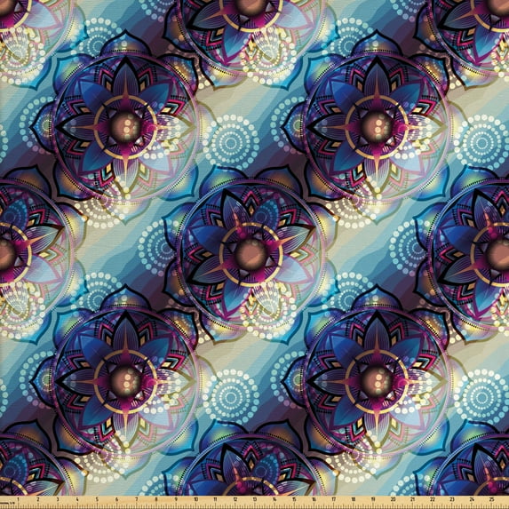 Ambesonne Leaf Fabric by the Yard Upholstery, Diagonal Gradient Lotus, 10 Yards, Multicolor