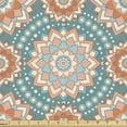 thumbnail image 1 of Ambesonne Lotus Fabric by the Yard Upholstery, Oriental Mandala Pattern, 2 Yards, Pale Blue Beige Peach, 1 of 4