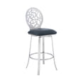 thumbnail image 1 of Lotus Faux Leather 26" Bar stool in Brushed Stainless Steel and Gray, 1 of 6
