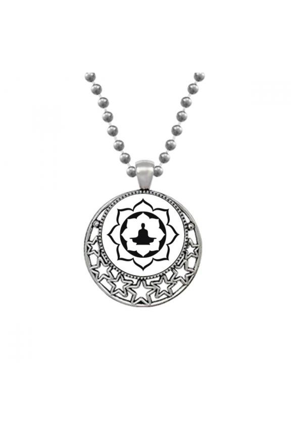 Lotus Figure Simple Illustration Pattern Necklaces Pendant Retro Moon Stars Jewelry