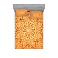 thumbnail image 1 of Lotus Fitted Sheet & Pillow Sham Set, Sun Pattern Ombre Effect Mandala Culture Print, Decorative Printed 6 Piece Bedding Decor Set, Queen, Orange, by Ambesonne, 1 of 3