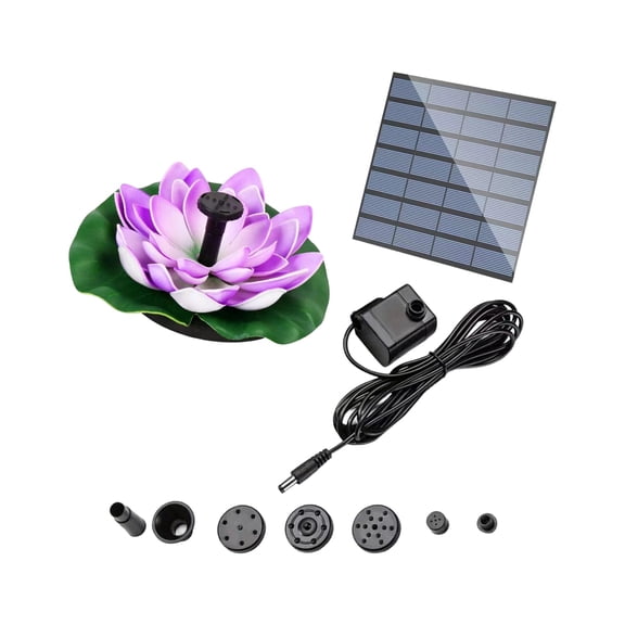 Lotus Floating Solar Powered Fountain Pump for Bird Bath 11Cm - Automatic Water Sprinkler for Outdoor Garden Ponds and Courtyards - Multiple Spray Nozzles Included