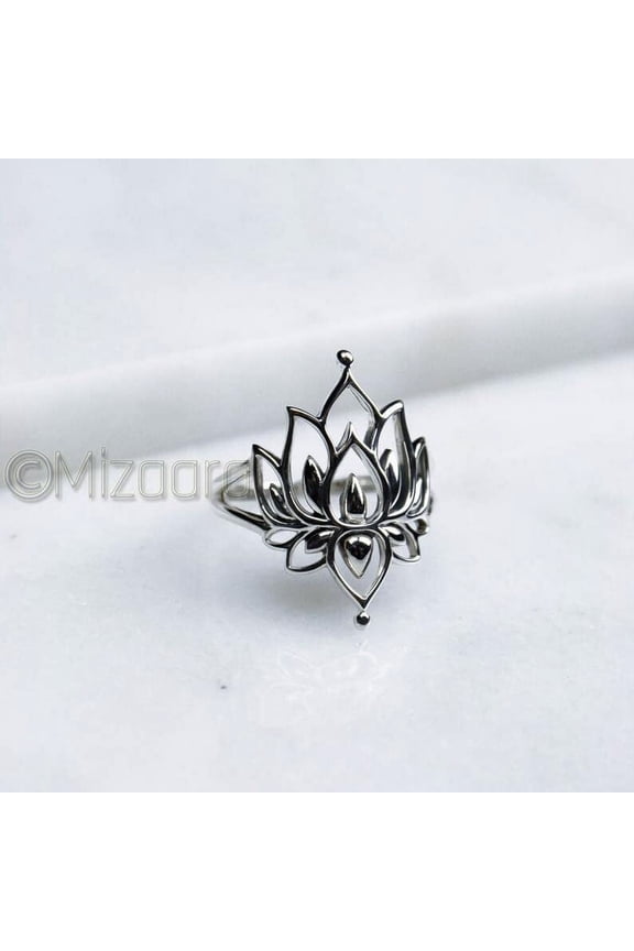 Lotus Floral 925Sterling Silver Ring, Lotus of Life Ring, Handmade Dainty Ring, Spiritual Minimal Jewelry,
