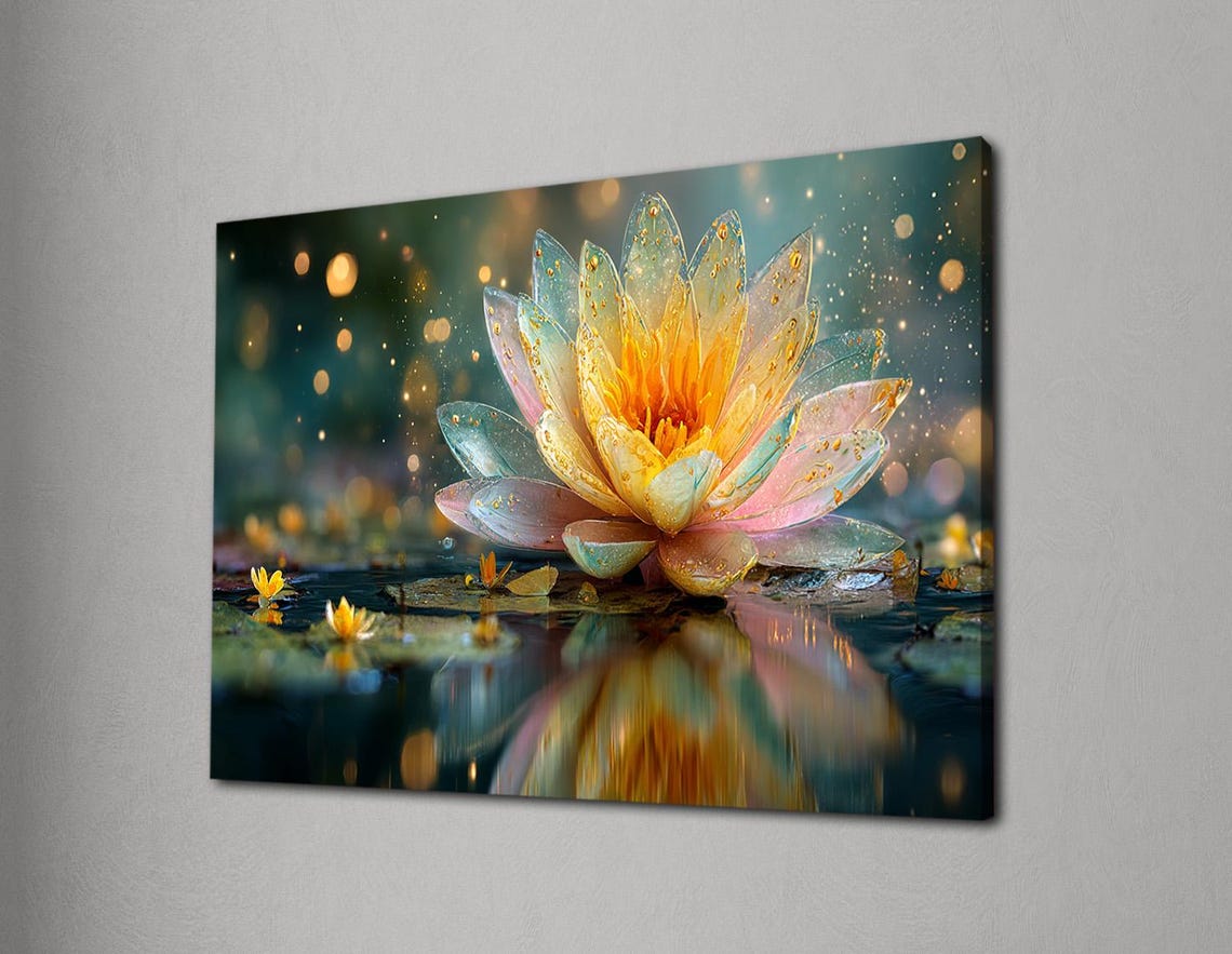 Lotus Flower Art, Tranquil Water Lily Print, Zen Nature Wall Decor ...