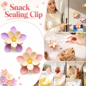 Lotus Flower Bag Clips Magnet, Cute Chip Clips for Snack Bags, 10 Flower Magnets Set, Reusable Sealing Tool for Kitchen & Office Decor