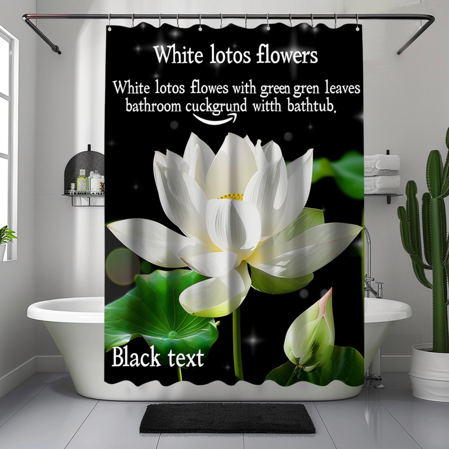 Lotus Flower Bathroom Set: White Floral Curtain Symbolizing Resilience ...