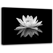 Lotus Flower Canvas Print Zen Wall Art Black and White Floral Pictures Painting Bathroom Spa Decor Frame Ready to Hang (Black and White Lotus Flower - 1, 12"x18"(30x45cm))