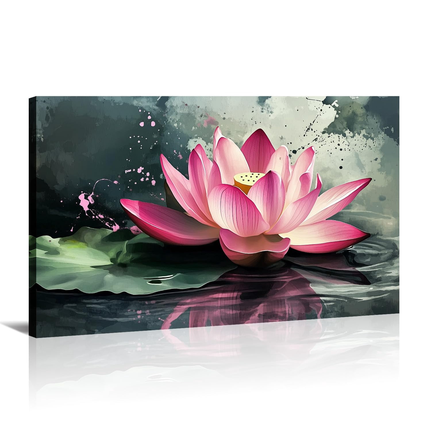 Lotus Flower Canvas Wall Art, Zen Meditation Wall Decor, Spiritual