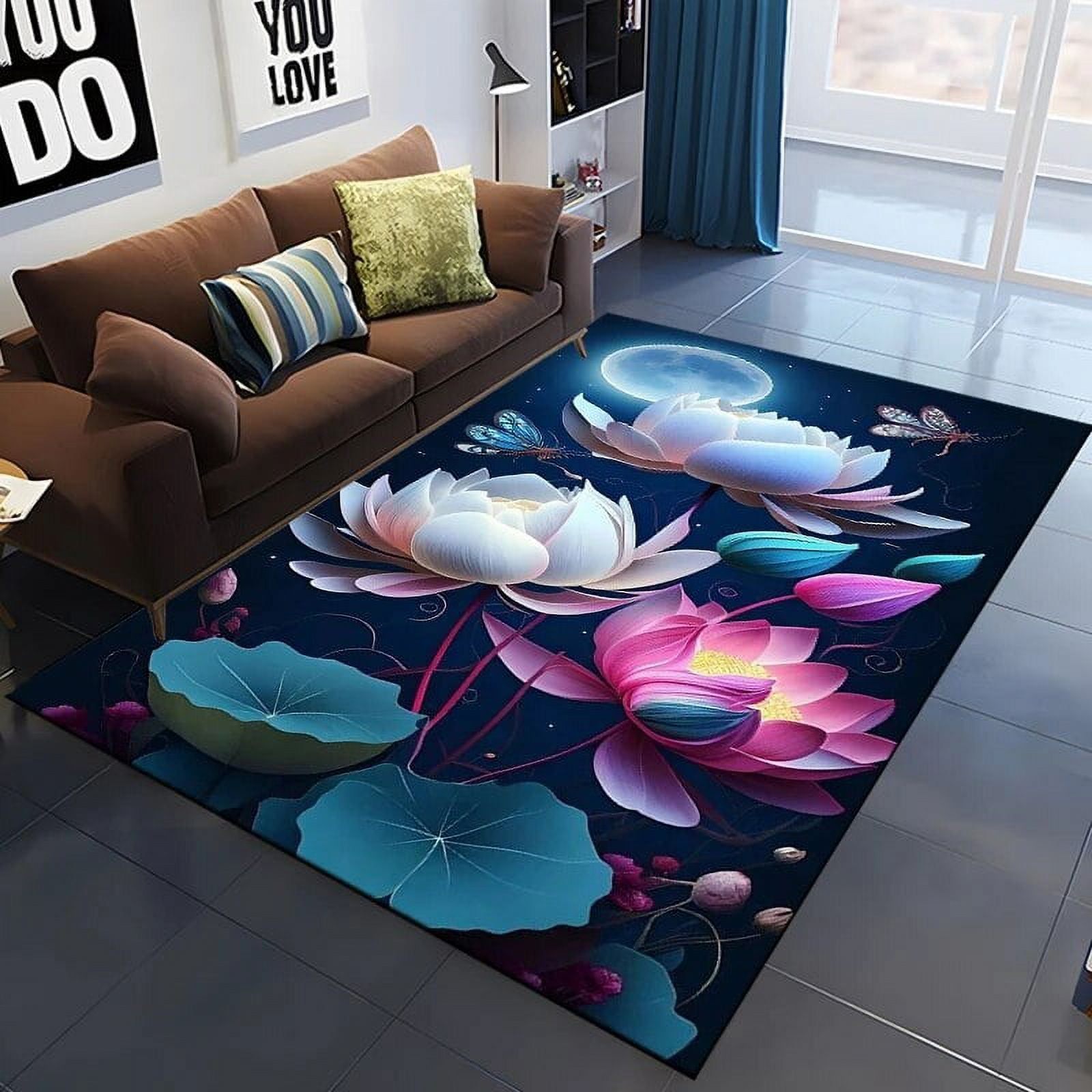Lotus Flower Carpet for Living Room Home Decoration Sofa Table Big Area