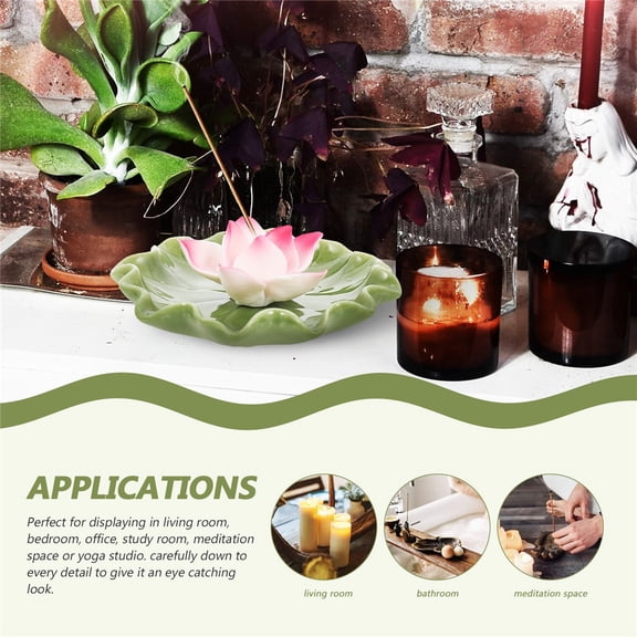 Lotus Flower Ceramic Incense Burner, Decorative Incense Stick Holder For Meditation, Yoga, Spa & Home Relaxation, Asian Zen Decor Gift