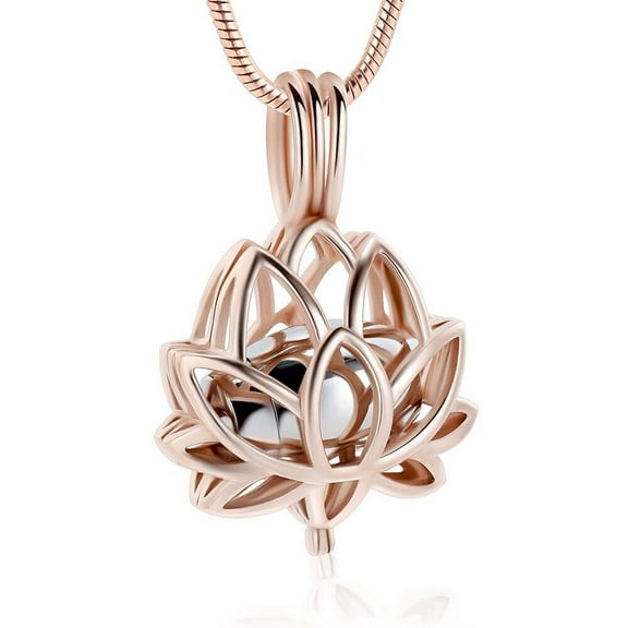 Lotus Flower Cremation Jewelry for Ashes Urn Necklace Lockets for Human Ashes Holder Cremation Urn Pendant