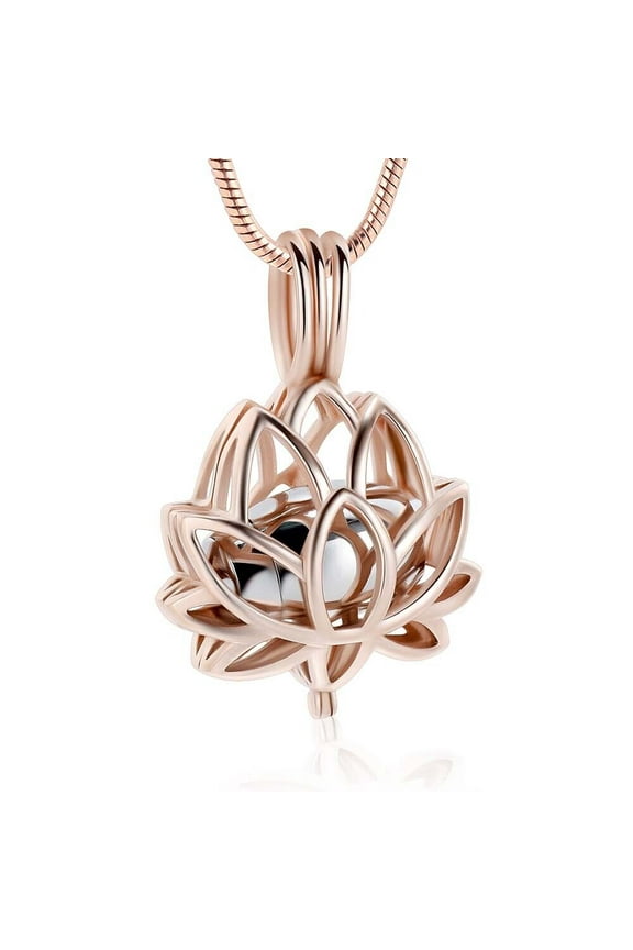 Lotus Flower Cremation Jewelry for Ashes Urn Necklace Lockets for Human Ashes Holder Cremation Urn Pendant