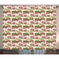 thumbnail image 1 of Ambesonne Lotus Curtains 2 Panel Set, Pink Flowers, 108" x 84", Pink Ivory and Green, 1 of 3